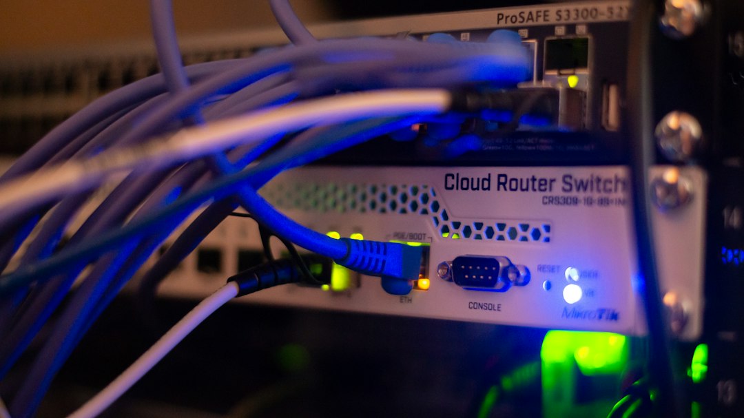 Network equipment and Ethernet cables representing business internet continuity